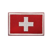 GreatRise Lot de 2 écussons drapeau suisse - Insigne militaire - 8 × 5 cm - Crochet et boucle - Drapeau européen - Écusson brodé multicolore - Patch autocollant pour vêtements, sac à dos, uniformes,
