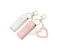 GreatRise Lot de 2 étuis à rouge à lèvres avec miroir en forme de cœur, étui en cuir synthétique pour rouge à lèvres Porte-clés rouge à lèvres Organisateur portable Petit ensemble de rangement pour