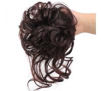 GreatRise Lot de 2 extensions de cheveux synthétiques bouclés avec élastique - Pour femme et fille - Chignon remontant - Cheveux de mariée - Marron #2