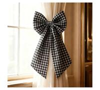 GreatRise Lot de 2 nœuds décoratifs élégants - 20 x 40 cm - Pas de montage - En tissu - Pour mariage, Noël, fête - À carreaux noirs et blancs