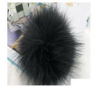 GreatRise Lot de 2 pompons en fourrure synthétique de 14 cm avec lanière en cuir - Pompon en fausse fourrure de renard - Pendentif raton laveur - Pour bijoux en fourrure, chapeaux, sacs, écharpes,