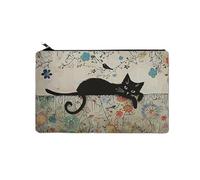 GreatRise Lot de 2 trousses de maquillage personnalisées - Motif chat mignon - Avec fermeture éclair - Grande capacité - Cadeau pour petite amie, fille, chat