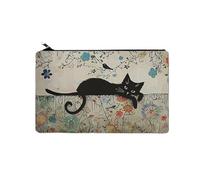 GreatRise Lot de 2 trousses de maquillage personnalisées - Motif chat mignon - Avec fermeture éclair - Pour voyage - Grande capacité - Cadeau pour petite amie et fille - Blanc - Bricolage