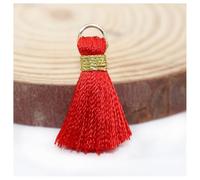 GreatRise Lot de 20 mini glands chinois de 2 cm - Petits pompons de bricolage - Marque-page - Porte-clé - Pour projets de bricolage, fabrication de bijoux, loisirs créatifs, décoration - Rouge