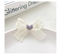 GreatRise Lot de 30 petits nœuds en dentelle avec cœur brodé - Blanc - Pour cadeaux - Pour travaux manuels - Jolis nœuds décoratifs pour barrettes à cheveux DIY - Emballage cadeau - Carte violette
