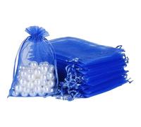 GreatRise Lot de 50 sachets en organza avec cordon de serrage - Sachets cadeaux en organza - Pour remplir des bijoux, des bonbons, un baptême, un anniversaire, un mariage - Bleu lac - 8 x 10 cm