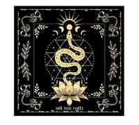 GreatRise Nappe de tarot - 49 x 49 cm - Tapisserie spirituelle - Fleurs de lotus et serpent - Sorcellerie - Nappe sacrée - Nappe carrée - Fausse fourrure - Tapis de tarot - Simple face
