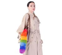 GreatRise Pendentif queue de renard en fausse fourrure - Pendentif moelleux - Extra large - Accessoire de sac à main - Sac à dos - Couleur arc-en-ciel