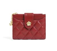GreatRise Petit portefeuille pour femme - Tendance - Avec fleurs - En cuir véritable - Porte-cartes - Pliable - Avec compartiment pour pièces de monnaie - Fentes pour cartes d'identité, bordeaux