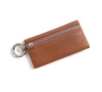 GreatRise Petit sac à clés à fermeture éclair - En cuir véritable - Mini porte-monnaie avec porte-clés et mousqueton - Pour homme et femme - Pour toutes les clés, pièces de monnaie - Caramel