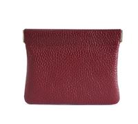GreatRise Petite trousse de maquillage portable en cuir véritable - Fermeture automatique - Sans fermeture éclair - Pour pièces de monnaie, écouteurs, bijoux, pour sortir, faire du shopping, voyager
