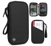 GreatRise Porte-passeport étanche pour passeport familial avec bloqueur RFID - Porte-passeport - Porte-passeport - Porte-billets d'avion, Noir , Klein=21x12.5x2.8cm