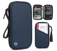 GreatRise Porte-passeport étanche pour passeport familial avec bloqueur RFID - Porte-passeport - Porte-passeport - Porte-billets d'avion, bleu foncé, Klein=21x12.5x2.8cm