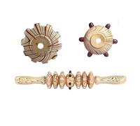 GreatRise Rouleau de massage pour fascias en bois avec poignée, pour masser le dos, le corps, le ventre, le corps, la relaxation musculaire du grain du bois - Sept rayons