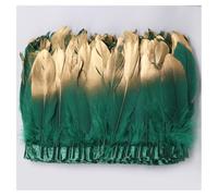 GreatRise Ruban à plumes - 2 m - Doré - 15 à 20 cm de large - Plumes d'oie - Pour bricolage, couture, Halloween, carnaval, costume, coiffure, masque, décoration - Vert foncé