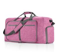 GreatRise Sac de voyage pliable 65 l - Grand sac de nuit - Sac de sport pour homme et femme - Avec compartiment à chaussures - Sac de transport pour weekend, fitness, voyage, camping, Violet clair