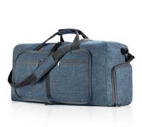 GreatRise Sac de voyage pliable 65 l - Grand sac de nuit - Sac de sport pour homme et femme - Avec compartiment à chaussures - Sac de transport pour weekend, fitness, voyage, camping, bleu marine