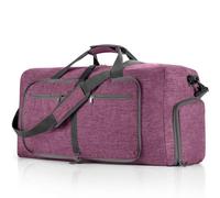 GreatRise Sac de voyage pliable 65 l - Grand sac de nuit - Sac de sport pour homme et femme - Avec compartiment à chaussures - Sac de transport pour weekend, fitness, voyage, camping, Violet profond