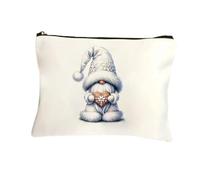 GreatRise Trousse de maquillage en toile avec motif Père Noël lutin - Trousse de maquillage pour femme - Fermeture éclair - Organiseur pour voyage - Cadeau de Noël - Blanc, Blanc.