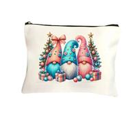 GreatRise Trousse de maquillage en toile avec motif Père Noël lutin - Trousse de maquillage pour femme - Fermeture éclair - Organiseur pour voyage - Cadeau de Noël - Rose et bleu, Rose/bleu