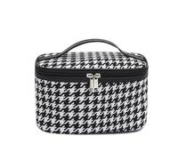 GreatRise Trousse de toilette blanche et noire pour femme - Étanche - Trousse de maquillage - Motif léopard - Organiseur portable avec poignée, #1-houndstooth