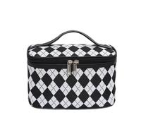 GreatRise Trousse de toilette blanche et noire pour femme - Étanche - Trousse de maquillage - Motif léopard - Organiseur portable avec poignée, #1-diamant