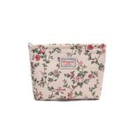 GreatRise Trousse de toilette vintage pour femme avec motif floral imprimé floral Trousse de maquillage de voyage Organiseur portable Poche zippée pour femme et fille, amande