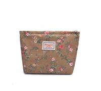 GreatRise Trousse de toilette vintage pour femme avec motif floral imprimé floral Trousse de maquillage de voyage Organiseur portable Poche zippée pour femme et fille, marron