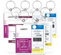 GreatShield Porte-étiquette de bagage Cruise (paquet de 8) Porte-étiquette CruiseTag avec fermeture éclair et boucles en acier, pochette en PVC résistant aux intempéries pour Cruise Line