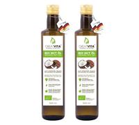 GreatVita Bio MCT Huile à base d'huile de coco - 2 x 500 ml - 60% d'acide caprylique (C8) et 40% d'acides gras (C10) - 100% pure MCT Oil neutre au goût - Sans sucre, sans OGM