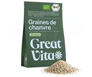 GreatVita Graines de Chanvre Bio Décortiquées 1kg, Graine de Chanvre Bio Crue, Hemp Seeds Premium - Riches en Protéines et Oméga-3, Vegan, Sans Gluten, Sans OGM