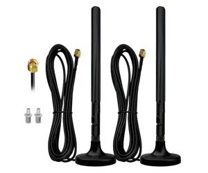 Greatzer 2 PCS 5G LTE Antenne Amplificateur Signal Magnetic Base Antenna Intérieur et Extérieur 15DBi Omnidirectionnelle SMA/2 x TS9 Antenne,600-6000MHz,GSM/GPRS/2G/3G/4G/5G,Modem Routeur 4G LTE 5G-3M
