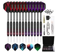 Grebarley Fléchettes avec pointe en métal, 6 pièces 22 g et 6 pièces 24 g Fléchettes professionnelles en acier