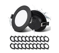 Grebeam Lot de 20 Spots LED Encastrables, 5W, Noir, Spot Salle de Bain, IP44, Ultramince 25 mm, Blanc Neutre 4000k, Trous Ø75-90mm, Spot LED Extérieur Rond, AC 220V-240V, pour Cuisine Salon Chambre