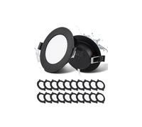 Grebeam Lot de 20 Spots LED Encastrables, 5W, Noir, Spot Salle de Bain, IP44, Ultramince 25 mm, Blanc Neutre 4000k, Trous Ø75-90mm, Spot LED Extérieur Rond, AC 220V-240V, pour Cuisine Salon Chambre