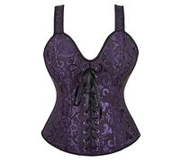 Grebrafan Bustier Corset Renaissance Femme Sexy Glamour (EUR(42-44) 3XL, Noir Violet)