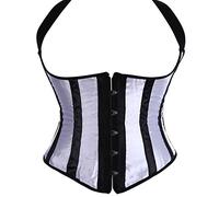Grebrafan Bustier Serre Taille Corset Rayé avec Bretelles (EU(32-34) S, Blanc)
