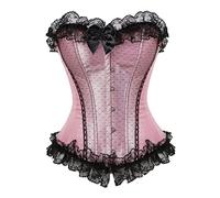 Grebrafan Corset Bustier Femme Renaissance avec Dentelle L Rose
