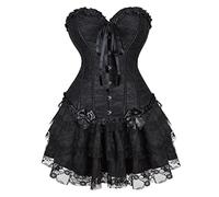Grebrafan Corset Bustier Vampire et Jupe Courte Tenue Vintage Femme (EUR(36-38) L, Noir)