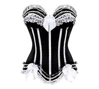Grebrafan Corset Rayé Bustier Push up Femme à Rayures Zip (EU(32-34) S, Blanc)