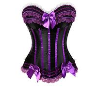 Grebrafan Corset Rayé Bustier Push up Femme à Rayures Zip (EU(40-42) 2XL, Violet)