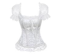 Grebrafan Femme Corset Gothique Chemisier Bustier Top (EUR(42-44) 3XL, Blanc)