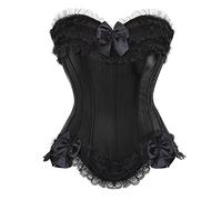 Grebrafan Satin Bustier Corset Mariage Femme Grande Taille S Noir