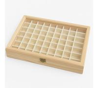 Greca Vitrine à collectionner avec 81 compartiments. Idéal pour les collections de dés à coudre. Dimensions : 30 x 5 x 40 cm. En pin naturel, peut être peint.