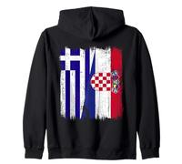 Grèce Croatie Demi-drapeau Racines grecques croates fières Sweat à Capuche