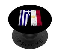 Grèce Egypte Demi Drapeau Grec égyptien Patrimoine PopSockets PopGrip Adhésif