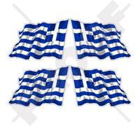 Grèce Lot de 4 autocollants en vinyle pour pare-chocs de casque Motif drapeau grecque