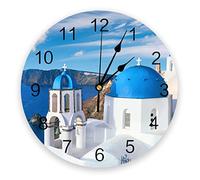 Grèce santorin Toit Bleu église Horloge Murale Design Moderne horloges tenture Murale décor à la Maison Salon PVC horloges murales