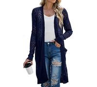 GRECERELLE Cache-maillot de bain d'été décontracté à manches longues pour femme, L06 Bleu marine, M