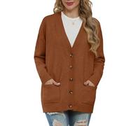 GRECERELLE Cardigan pour femme - Doux - Col en V - Ouverture sur le devant - Élégant et décontracté - Avec boutons, Citrouille., XL